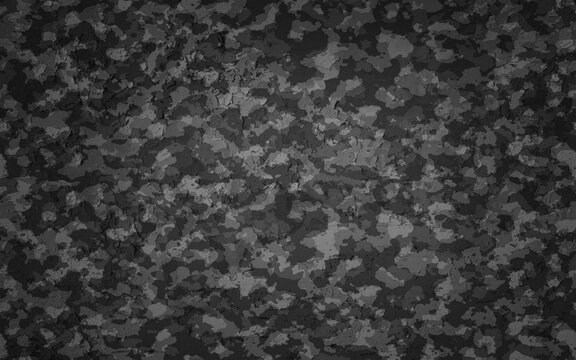 Camouflage  pattern. Trendy style camo,  print. Vector illustration. grey black texture, military army hunting