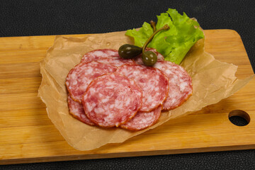 Spanish Salchichon sausage with salad