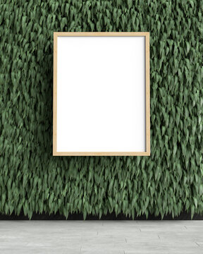 Mock up frame with vertical garden, 3d illustration