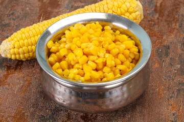 Young corn seeds in the bowl