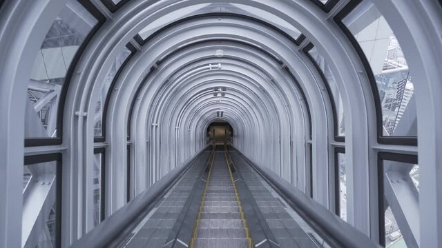 Symmetrical escalator at Umeda sky building in Osaka Japan