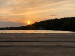 sunset over the river