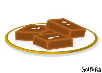 Gol Papdi or Sukhdi indian Sweet Dish Food Vector