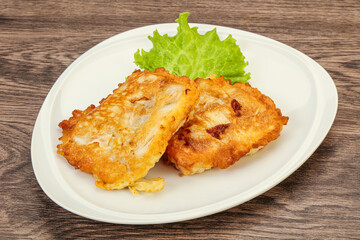 Roasted cod fish in bread