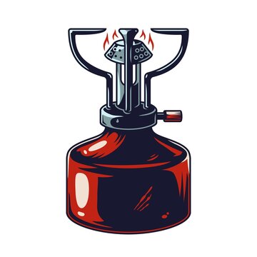 red camping stove with flames clip art preview