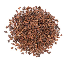 cacao beans, isolated on white background. Roasted and aromatic cocoa beans, natural chocolate.