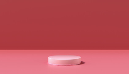 3D Minimalistic podium in red and pink. Soft minimalist product podium background.
