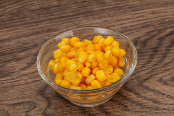 Sweet corn seeds in the bowl