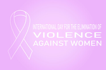 Vector illustration for the International Day for the elimination  of violence against women.  White ribbon on gradient pink background.