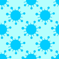 Seamless pattern of molecules, cells of virus, bacteria. Pandemic, epidemic covid-19. Theme of quarantine, spread of coronavirus, vaccination. Vector background in flat style isolated