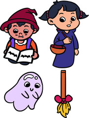 Cute Halloween Party Illustration Set