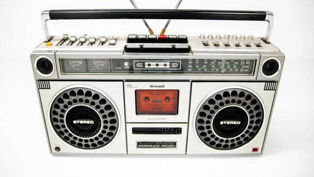 Retro ghetto blaster and stereo speakers