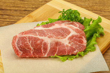 Raw pork meat neck steack
