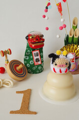 うしのあみぐるみとお正月と1月イメージ