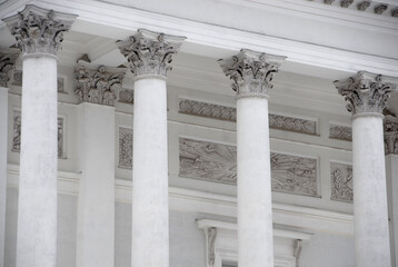 Columns in the pronaos of the neoclassical cathedral designed by Johann Carl Ludwig Engel. The Corinthian-style capitals are very elegant.