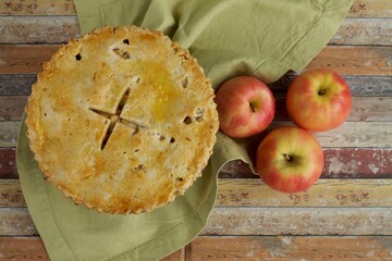 Homemade dessert baked organic apple pie
