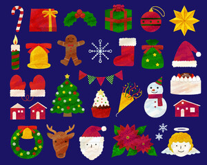 Christmas illustration material set / analog style