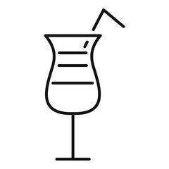 Beach cocktail icon, outline style