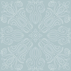 Elegant vintage vector blue and white ornament in classic style. Abstract traditional pattern with oriental elements. Classic vintage pattern