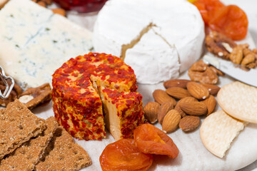cheese with mold and snacks