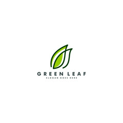 Green leaf logo design, nature icon vector logotype