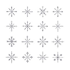 Set of snowflakes on white background. Vector illustration.