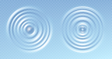 Water ripple. Round wave surfaces on transparent background