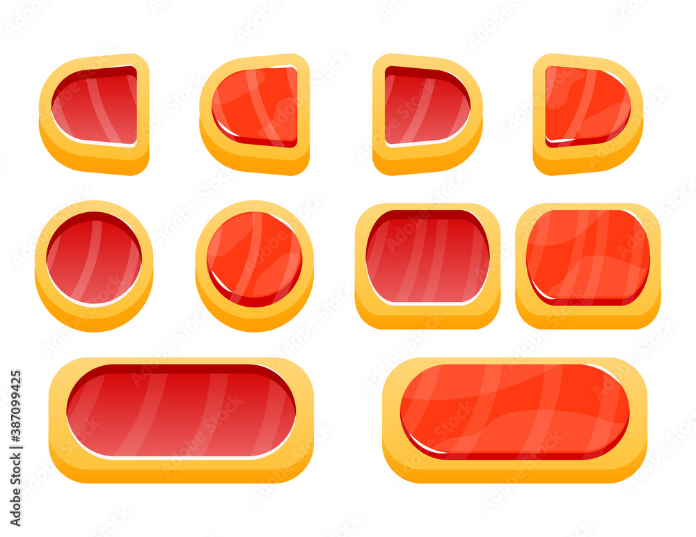 Aufkleber set of funny gui jelly button for game ui asset elements vector illustration