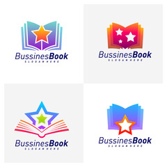 Set of Star Book logo design vector template, Illustration Book design Concept, Icon symbol