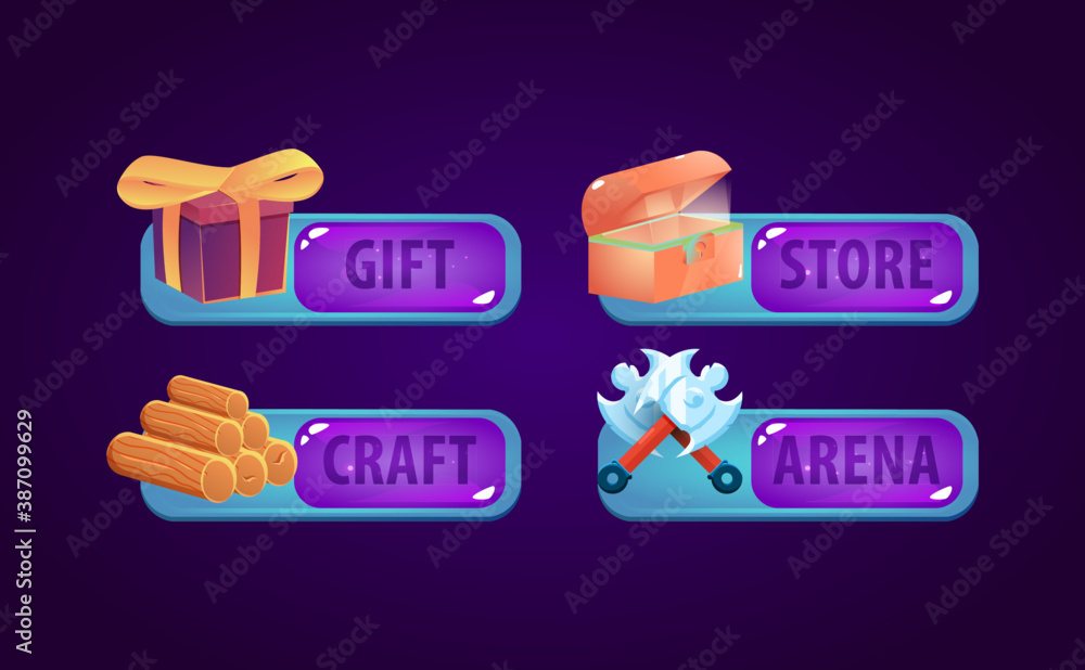 Poster set of fantasy game ui template panel. perfect for 2d gui vector illustration