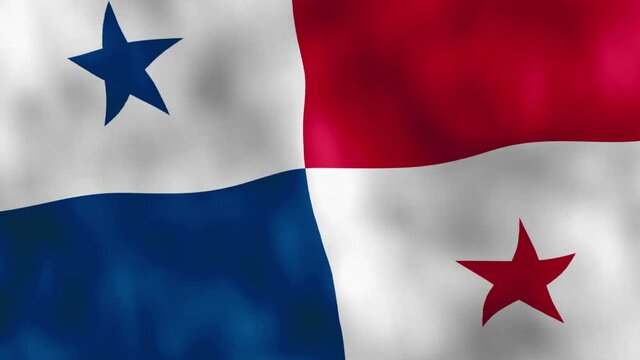 Panamanian Flag waving in the wind.Abstract seamless slow motion close up animation.Panama,Panama City