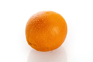 Juicy orange on a white background, isolate, close-up