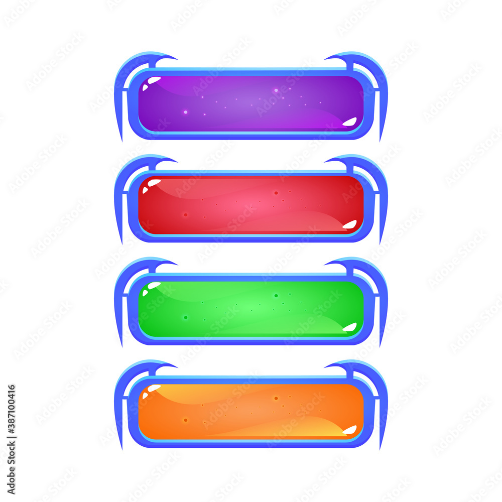 Aufkleber set of fantasy game ui colorful jelly button for gui asset elements vector illustration