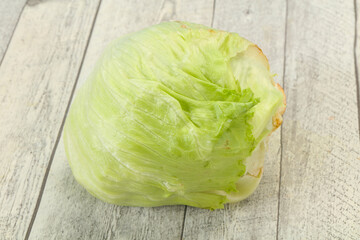 Fototapeta na wymiar Fresh ripe green Iceberg salad