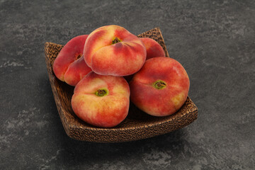 Sweet ripe tasty flat peach