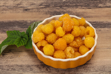 Sweet ripe tasty yellow raspberry