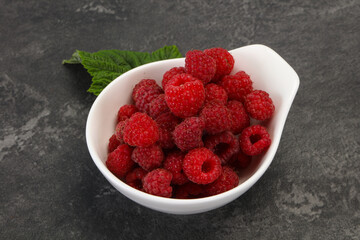 Red bright ripe sweet raspberry