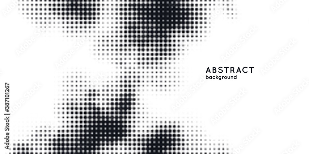 Poster monochrome printing raster, abstract vector halftone background. black and white texture of dots.