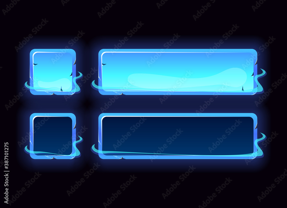 Aufkleber set of fantasy gui button for game ui asset elements. vector illustration
