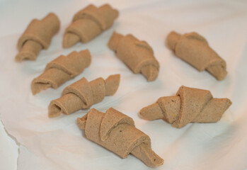  Dough for croissants. Preparation of chestnut gluten free croissants.