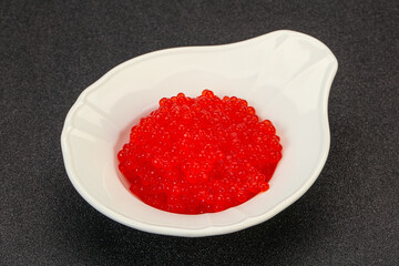 Red salmon caviar in the bowl