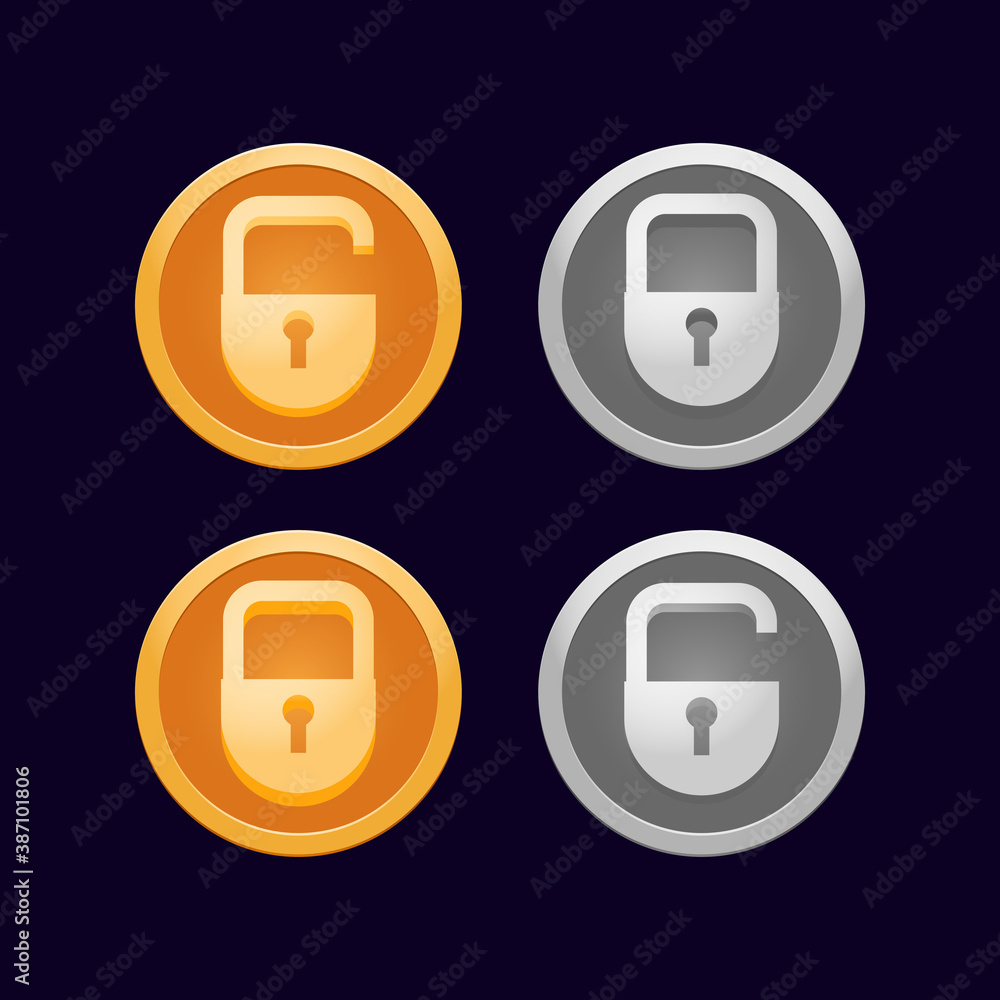 Poster padlock icon locked and unlocked. suitable for game ui elements and etc. vector illustration