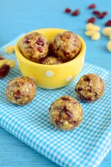 Cranberry Cashew Energy Balls. Healthy Vegan Snacks