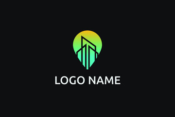 Real Estate Logo. mortgage logo template design, flat minimalist architecture and constructions Logo design with location icon .
