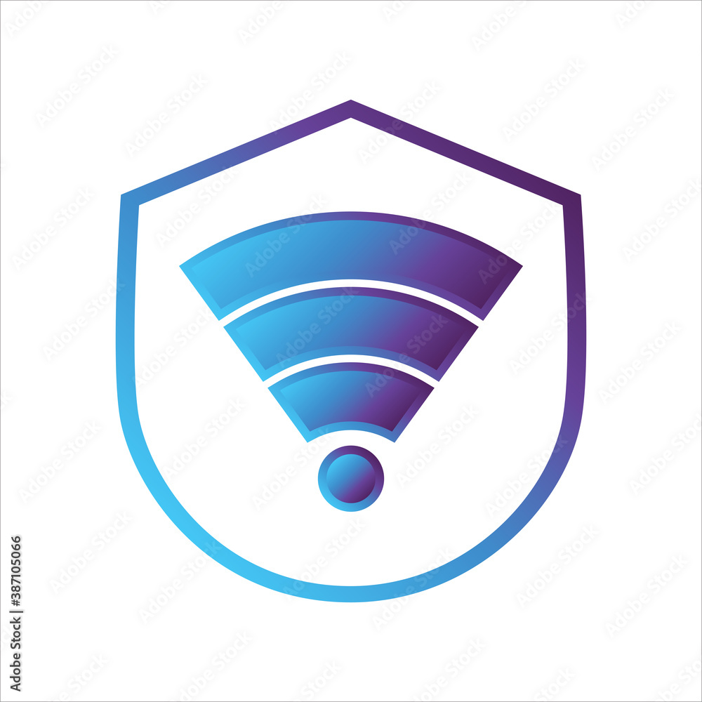 Aufkleber security shield icon. shield with wifi symbol. concept of network security . gradient style outline 