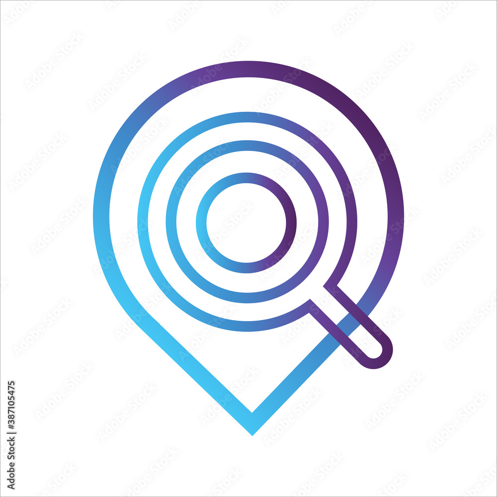 Poster location icon.location with search symbol. concept of location exploration . gradient style outline 