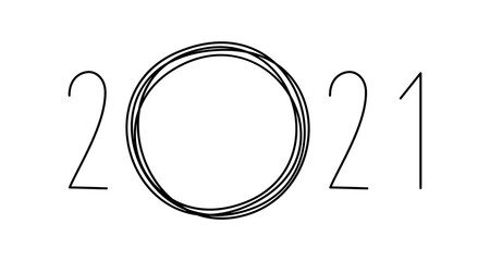 Hand drawn New Year lettering with year 2021 numbers