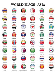 Alphabetical country flags for the continent of Asia