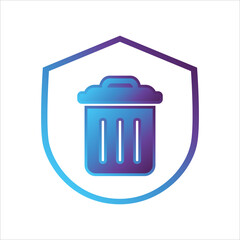 security shield icon. shield with trash can symbol. Concept of spam protection . gradient style outline Vector illustration, vector icon concept.