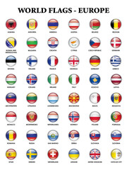 Alphabetical country flags for the continent of Europe